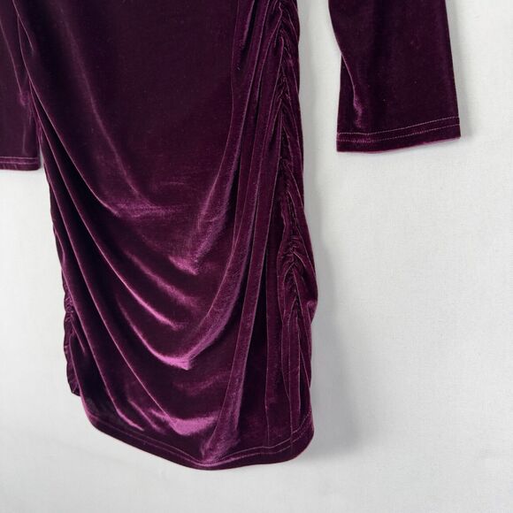 Lulus Dress Womens Large Purple Velvet Ruched Bodycon Fitted Holiday Event Party - Picture 6 of 16
